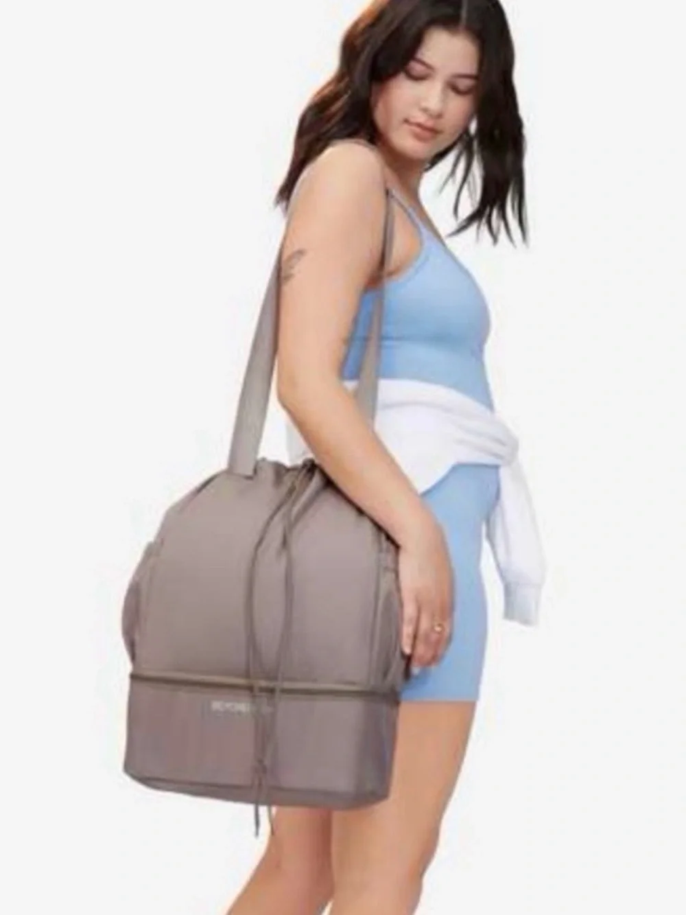 NWT Beyond Yoga Birch Drawstring Backpack with Bottom Compartment